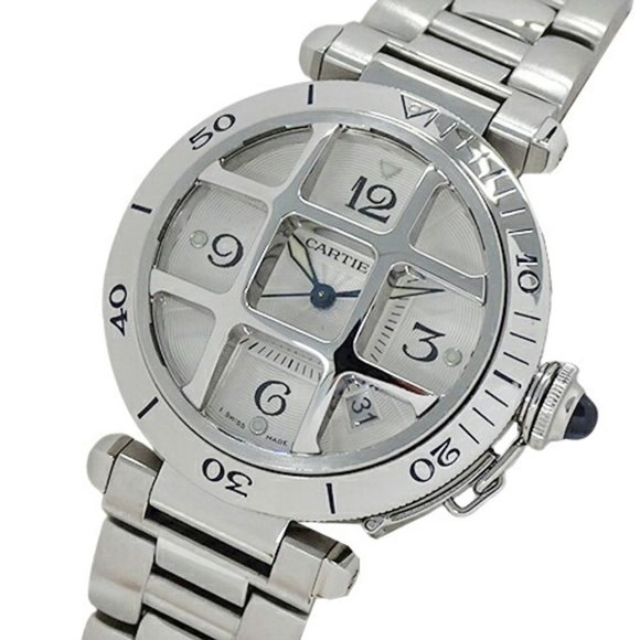 CARTIER Other - Cartier Watch Men's Convex Grid Date Automatic AT Stainless Steel SS W31059H3...